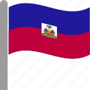 country, flag, hai, haiti, hti, pole, waving