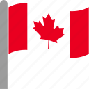 can, canada, canadian, country, flag, pole, waving