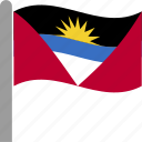 and, antigua, barbuda, country, flag, pole, waving