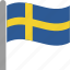 country, flag, pole, sweden, swedish, waving 