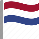 country, dutch, flag, holland, netherlands, pole, waving