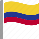 col, colombia, colombian, country, flag, pole, waving