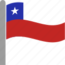 chile, chilean, chl, country, flag, pole, waving