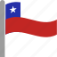 chile, chilean, chl, country, flag, pole, waving 