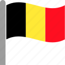 belgian, belgium, country, dutch, flag, pole, waving