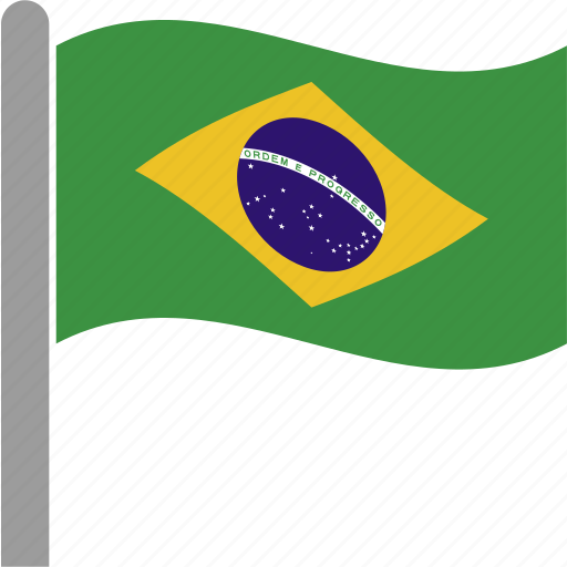 Bra, brazil, brazilian, country, flag, pole, waving icon - Download on Iconfinder
