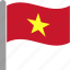 country, flag, pole, vietnam, vietnamese, vnm, waving 