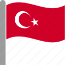 country, flag, pole, tur, turkey, turkish, waving