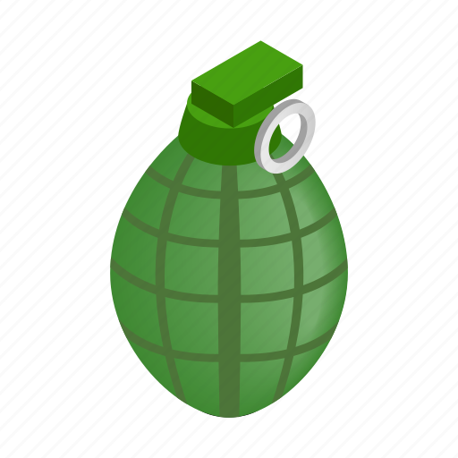 Bomb explosion grenade hand isometric military weapon icon