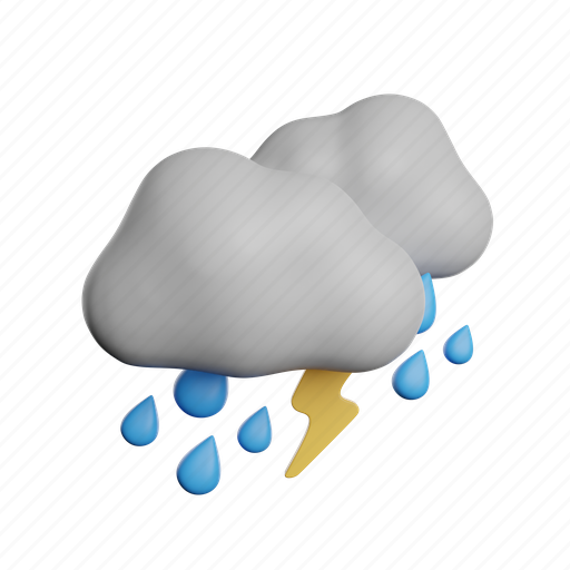 Rain, storm, front, forecast, lightning, sun, cloud 3D illustration - Download on Iconfinder