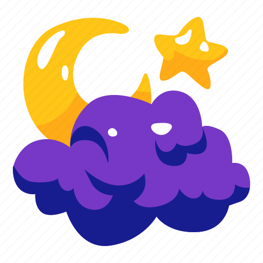 Cloudy, night, moon, weather, stickers, sticker illustration - Download on Iconfinder