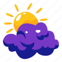 cloudy, sun, weather, stickers, sticker 