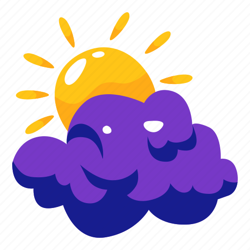 Cloudy, sun, weather, stickers, sticker illustration - Download on Iconfinder
