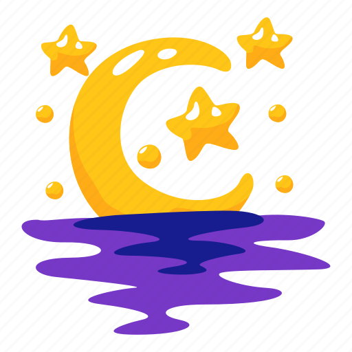 Moonrise, moon, moonrises, weather, stickers, sticker illustration - Download on Iconfinder