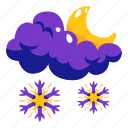 snow, cloudy, moon, weather, stickers, sticker 