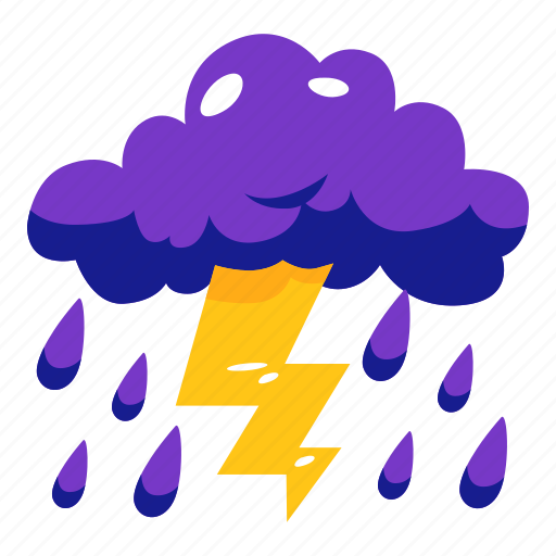 Storm, rain, cloudy, weather, stickers, sticker illustration - Download on Iconfinder