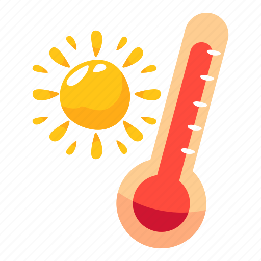Thermometer, sun, cloudy, weather, stickers, sticker illustration - Download on Iconfinder