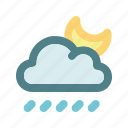 rain, moon, rainy night, meteorology, forecast, cloud, drizzle, climate, temperature, weather