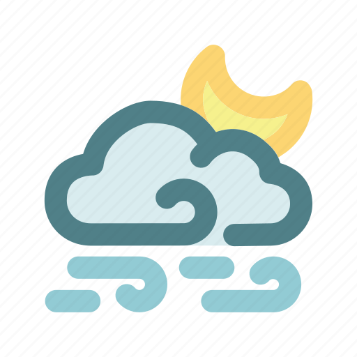 Wind, moon, cloud, weather, night, sky, cloudy icon - Download on Iconfinder