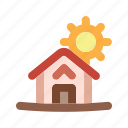 home, sun, house outline, building outline, building, interface, real estate, ecologic, summer, property