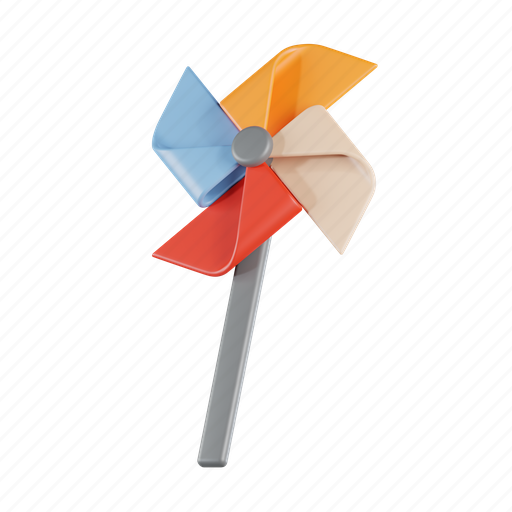 Pinwheel, windmill, paper, rotate, wheel, pin, toy 3D illustration - Download on Iconfinder