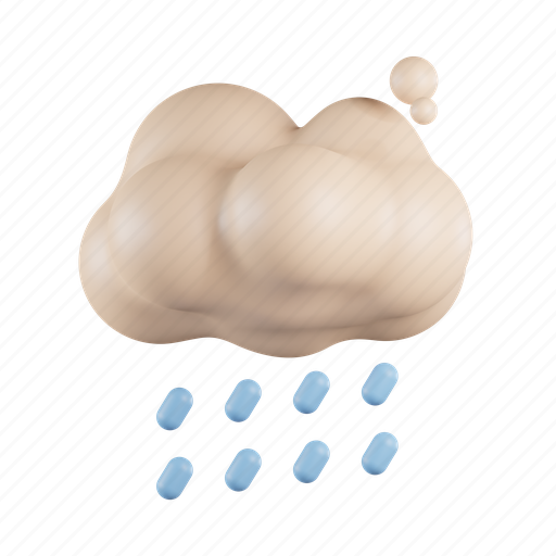 Rain, rainy, weather, forecast, cloud, cloudy 3D illustration - Download on Iconfinder