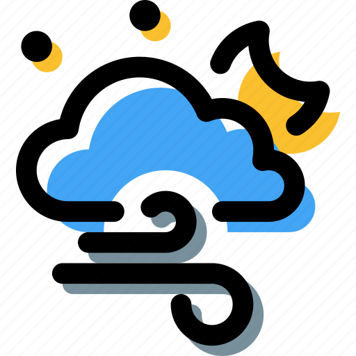 Bad weather, cloud, forecast, night, wind, windy icon - Download on Iconfinder