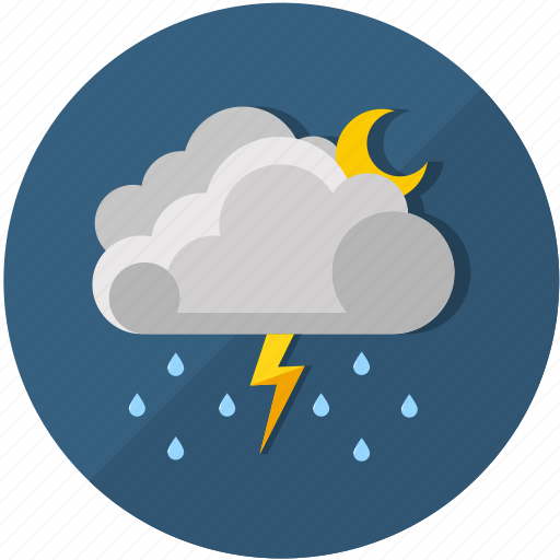 Clouds, forecast, lightning, moon, nifgt, rain, thunderstorm icon - Download on Iconfinder