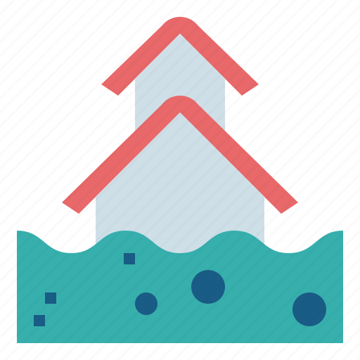 Flood, flooded, house, water icon - Download on Iconfinder