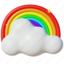 cloud, rainbow, weather, nature, sky, flower, 3d icons, object, 3d