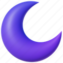 night, crescent, moon, weather, cloudy, cloud, rain, 3d icons, object
