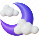 night, crescent, moon, with, clouds, forecast, cloud, cloudy, rain