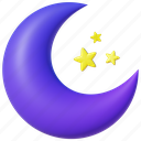 night, crescent, star, cloud, weather, moon, object, 3d icons, weather object