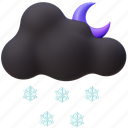 night, crystal, clouds, crescent, moon, cloud, weather, cloudy, 3d icons
