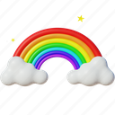 rainbow, cloud, rain, weather, nature, sky, sun, 3d, icons