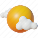 sun, with, cloud, weather, sunny, summer, icons, object, 3d