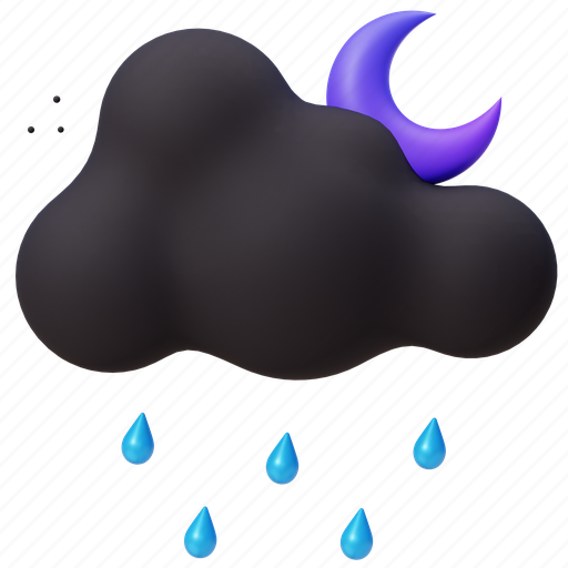 Night, rain, with, crescent, moon, cloud, weather icon - Download on Iconfinder