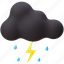 thundercloud, thunder, weather, lightning, rain, cloudy, light, cloud, 3d icons 