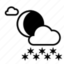 clouds, cloudy, heavy snow, moon, night, weather, winter