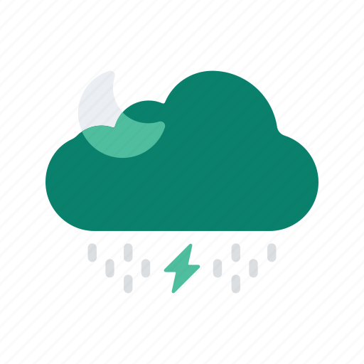 Cloudy, forecast, night, rain, storm, temperature, weather icon - Download on Iconfinder