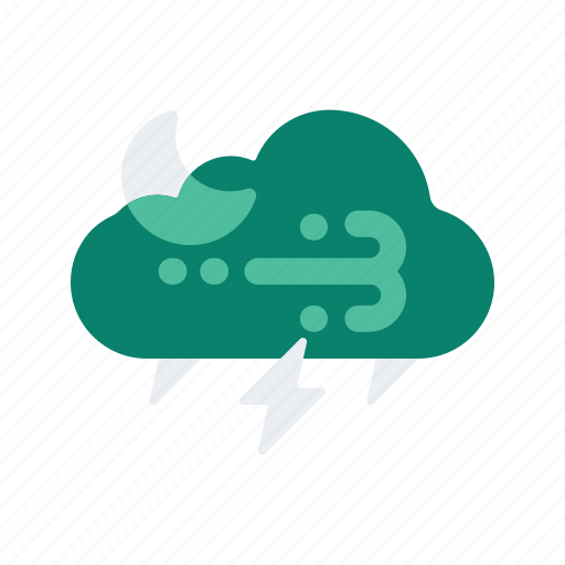 Cloudy, forecast, night, storm, temperature, weather, wind icon - Download on Iconfinder