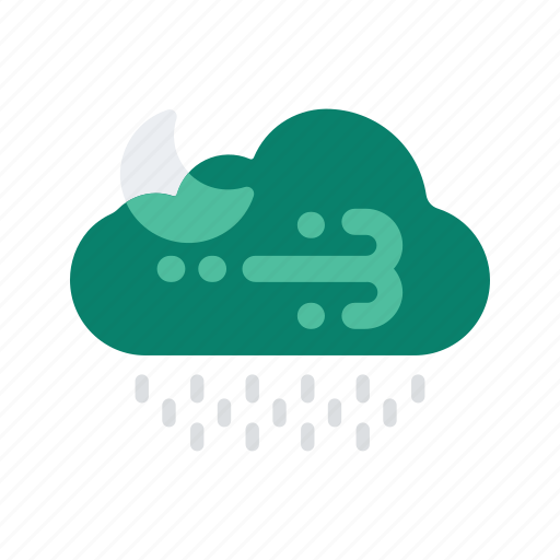 Cloudy, forecast, night, rain, temperature, weather, wind icon - Download on Iconfinder