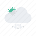cloudy, forecast, partly, rain, strong, temperature, weather