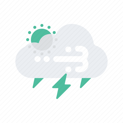 Cloudy, forecast, lightening, storm, temperature, weather, wind icon - Download on Iconfinder