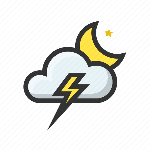 Cloud, forecast, lightning, moon, storm, weather icon - Download on Iconfinder