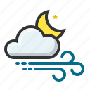 cloud, forecast, moon, weather, wind
