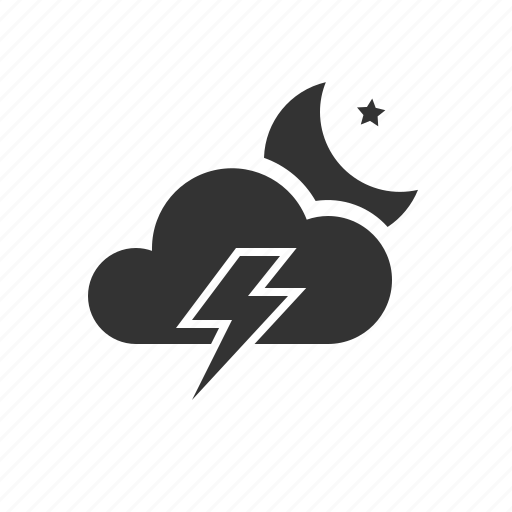 Cloud, forecast, lightning, moon, storm, weather icon - Download on Iconfinder