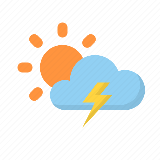 Cloud, forecast, lightning, storm, sunny, weather icon - Download on Iconfinder