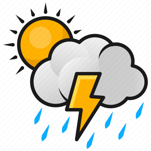 Lightning rain sun thunder weather icon Download on Iconfinder
