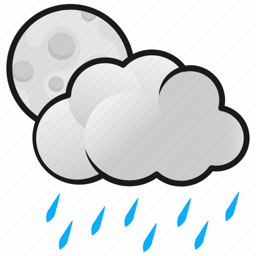 Clouds, moon, night, rain, weather icon - Download on Iconfinder